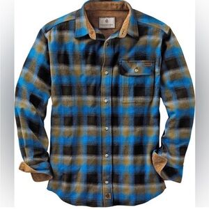 Legendary Whitetails Buck Camp Blue Plaid Flannel Shirt Men’s size Medium